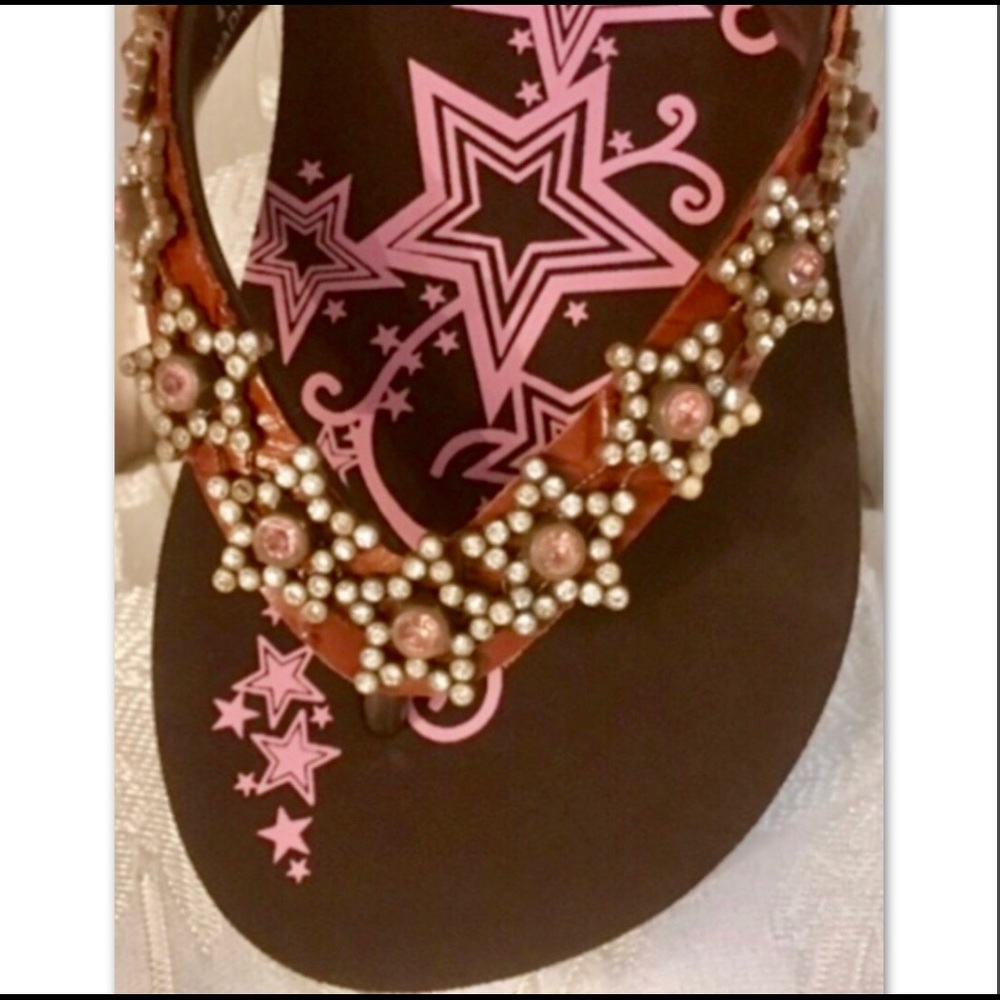 BLAZIN ROXX Rhinestone Stars Flip Flops